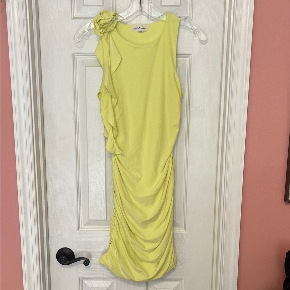 Derek Heart Yellow Midi Dress with Floral Detail